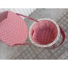 Costurero mimbre blanco tapa roja